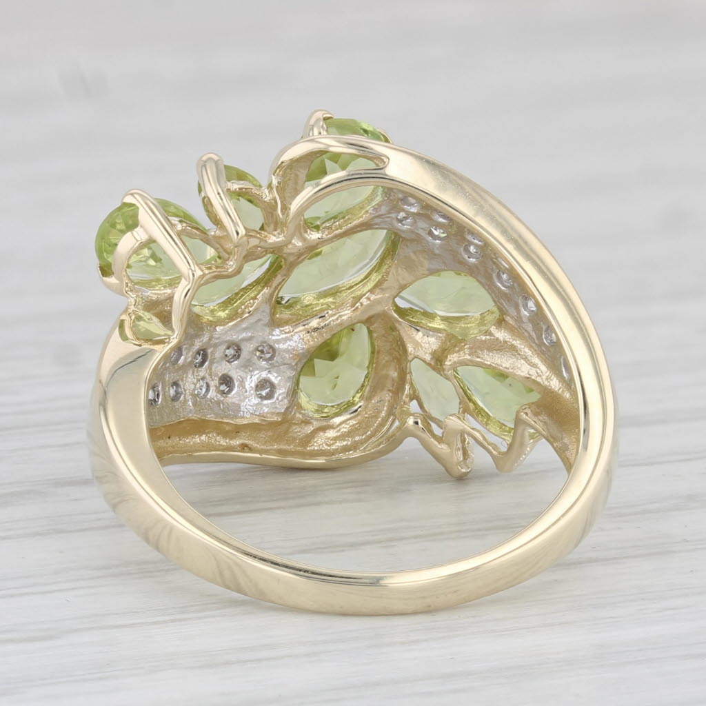 Light Gray 3.71ctw Peridot Diamond Cluster Ring 10k Yellow Gold Size 8.25 Cocktail