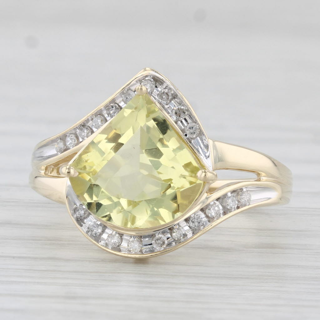 Light Gray 2.81ctw Lemon Quartz Diamond Ring 10k Yellow Gold Size 7.25 Cocktail