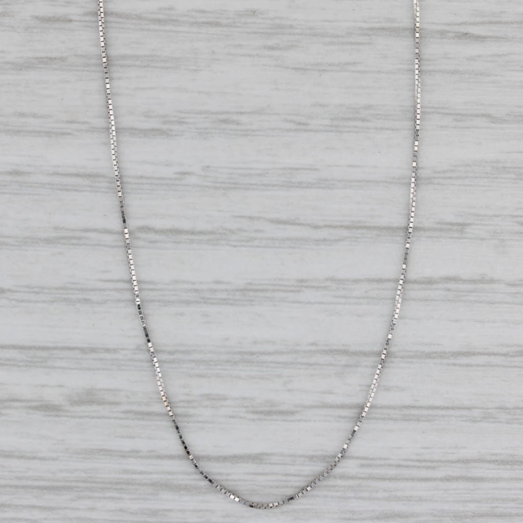 Gray Box Chain Necklace 14k White Gold 18" 0.5mm