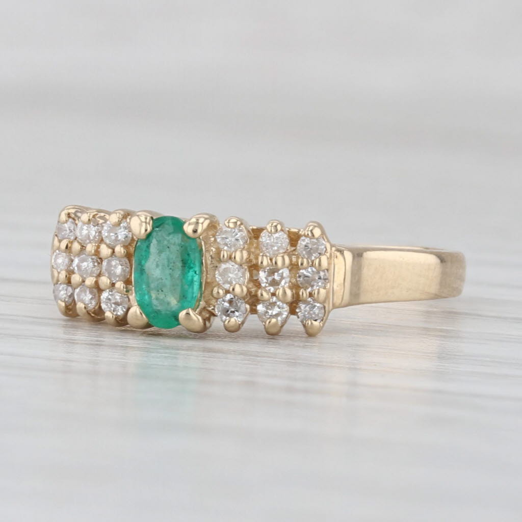 0.43ctw Emerald Diamond Tiered Pyramid Ring 14k Yellow Gold Size 6.5