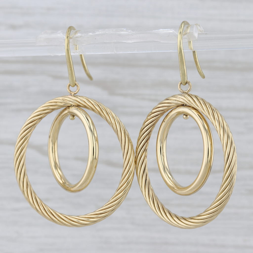 David Yurman Mobile Double Hoop Dangle Earrings 18k Yellow Gold Hook Posts