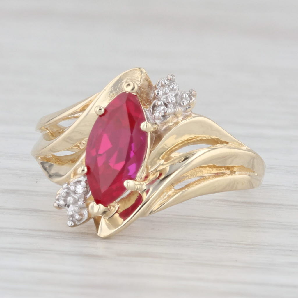 Light Gray 1.35ctw Lab Created Marquise Ruby 10k Yellow Gold Ring Size 7