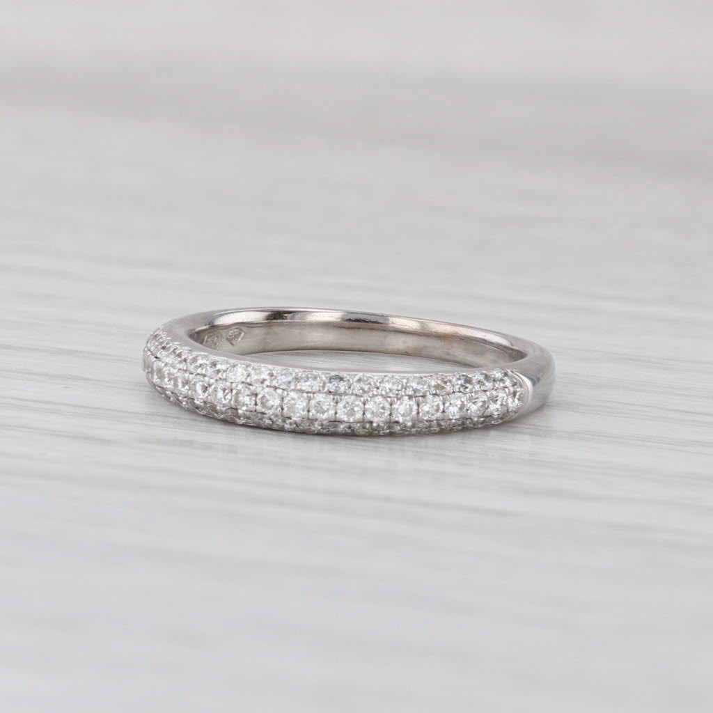 0.50ctw Pave Diamond Wedding Band 18k White Gold Size 6.5 Ring Stackable