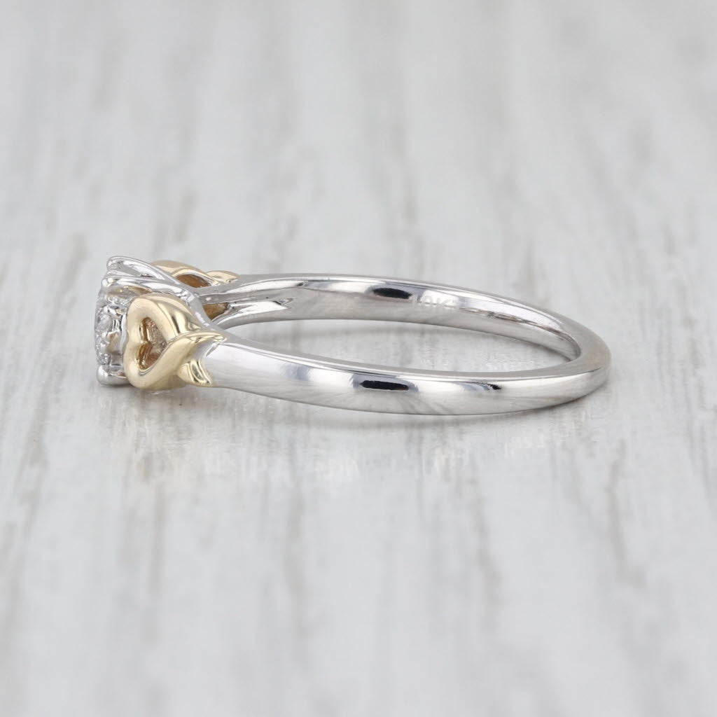 0.15ctw Diamond Halo Engagement Ring 10k White Yellow Gold Size 7 Heart Accents