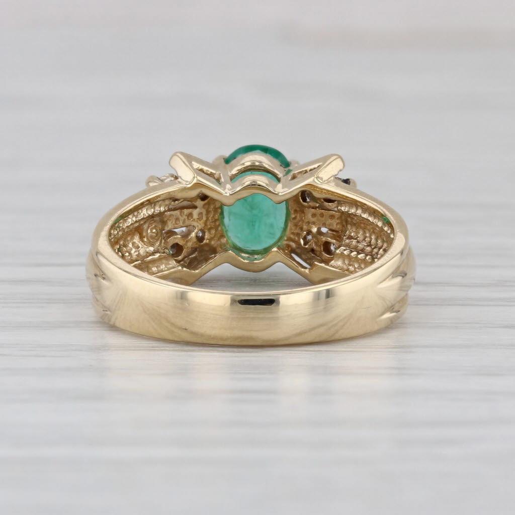 0.77ctw Oval Emerald Diamond Ring 14k Yellow Gold Size 6