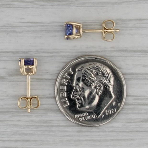 0.80ctw Round Tanzanite Stud Earrings 14k Yellow Gold Solitaire Studs
