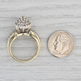 Gray 0.97ctw Diamond Cocktail Cluster Ring 10k Yellow Gold Size 7