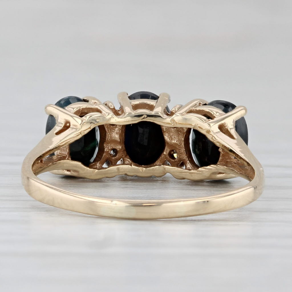 Light Gray 2.79ctw Blue Sapphire Diamond Ring 14k Yellow Gold Oval 3-stone Size 8.5