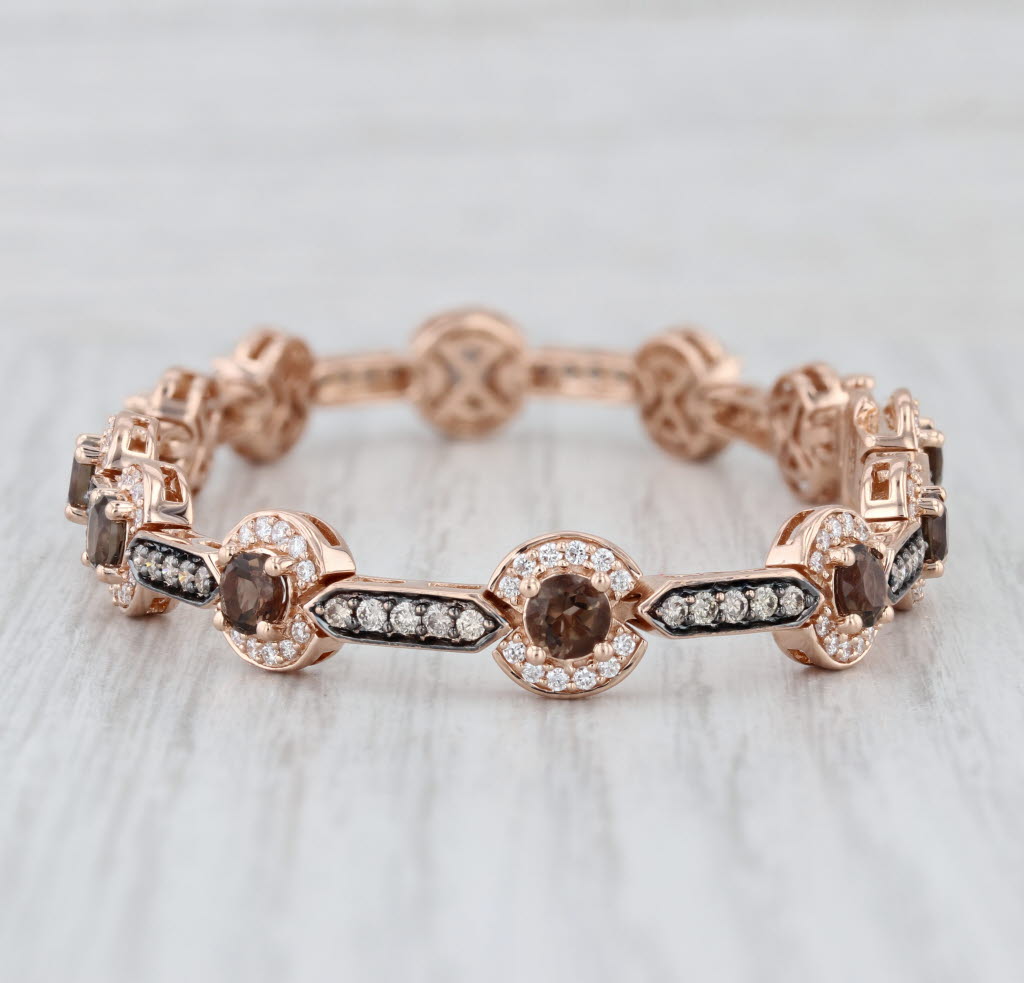 Le Vian 4.07ctw Champagne Diamond Quartz Links Bracelet 14k Rose Gold 6.75" 8mm