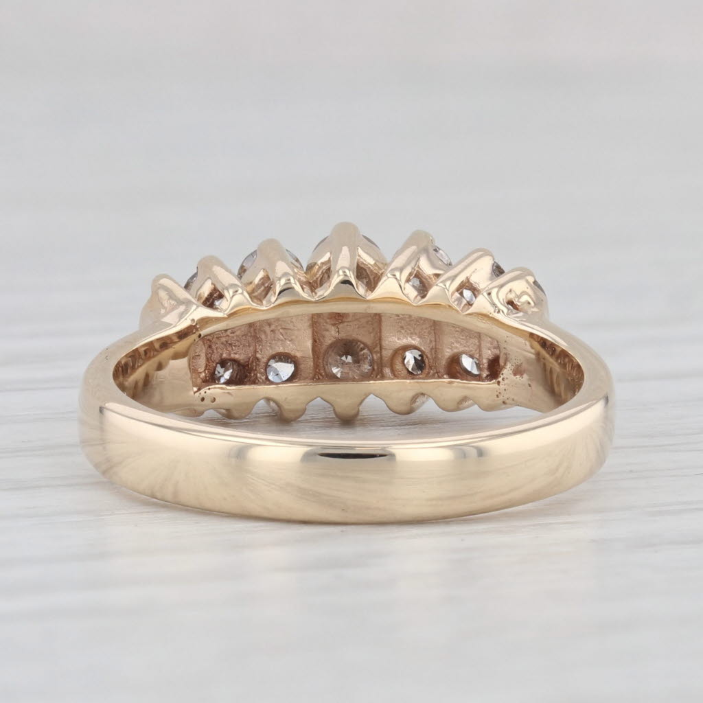 Light Gray 0.90ctw Diamond Tiered Pyramid Ring 10k Yellow Gold Stackable Anniversary
