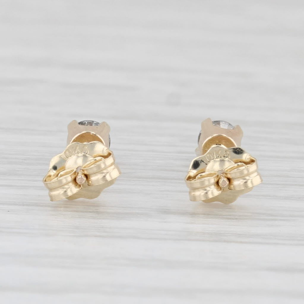 Light Gray 0.24ctw Round Solitaire Stud Earrings 10k Yellow Gold