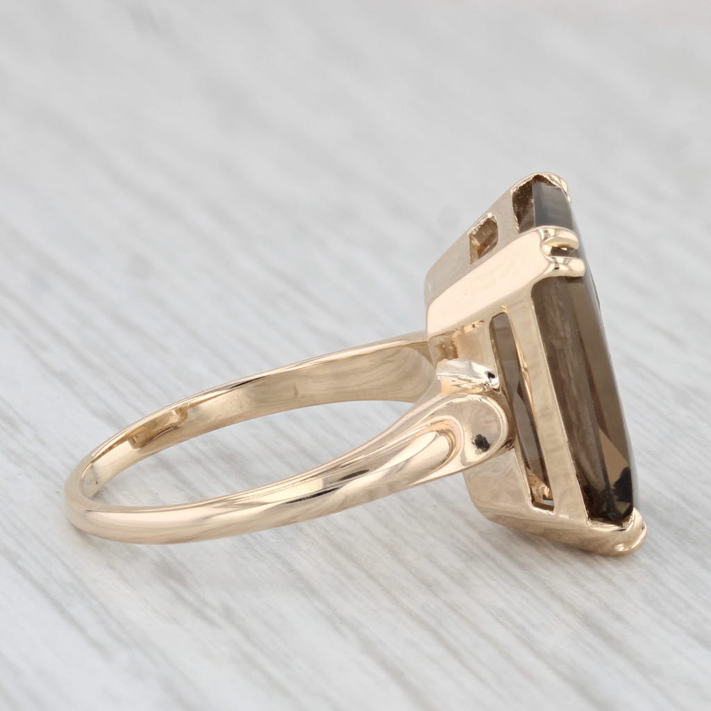 Light Gray 6.40ct Smoky Quartz Carved Cameo Ring 14k Yellow Gold Size 7.5