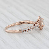 0.58ctw Diamond Pear Halo Engagement Ring 14k Rose Gold Size 5.5