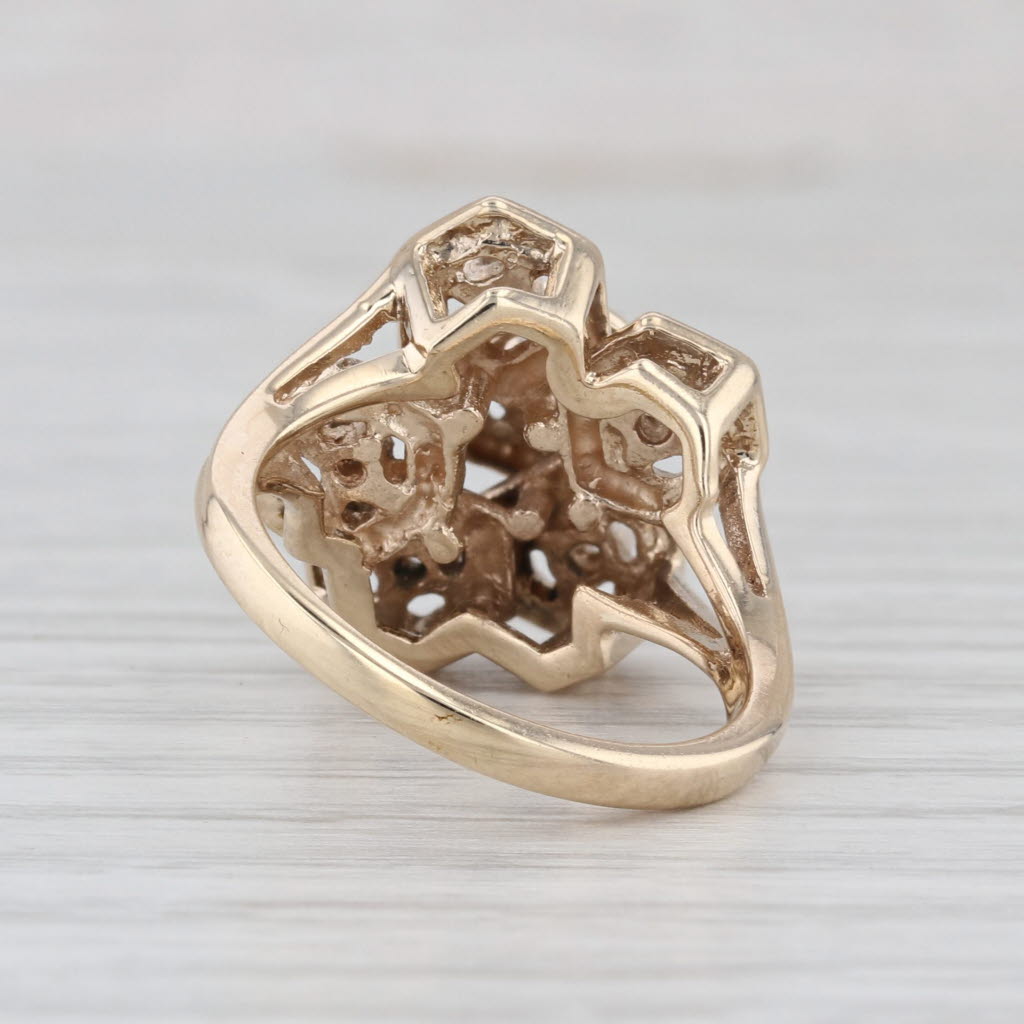 0.16ctw Diamond Cluster Ring 10k Yellow Gold Cocktail Size 6.5