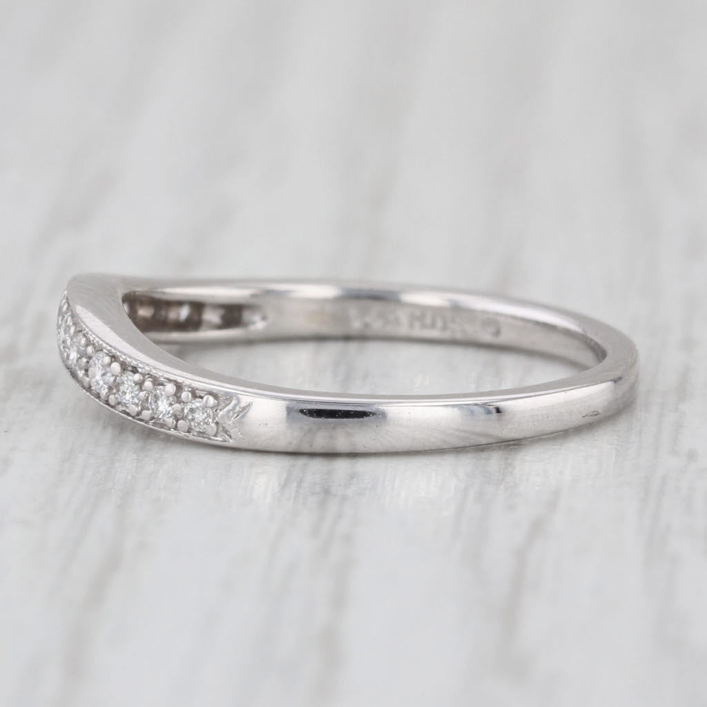 0.15ctw Diamond Contoured Wedding Band 14k White Gold Stackable Ring Size 7