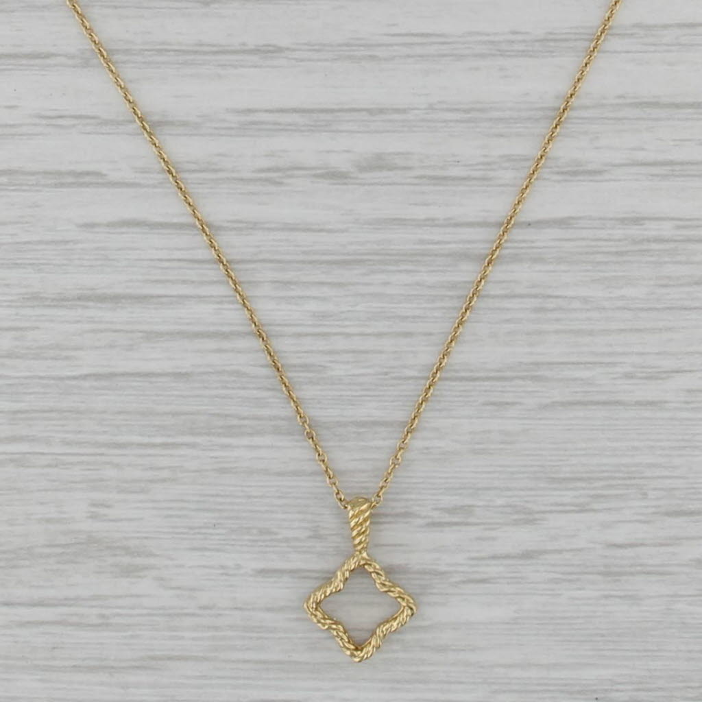 0.14ctw Diamond Flower Pendant Necklace 18k Yellow Gold 16-18" Cable Chain