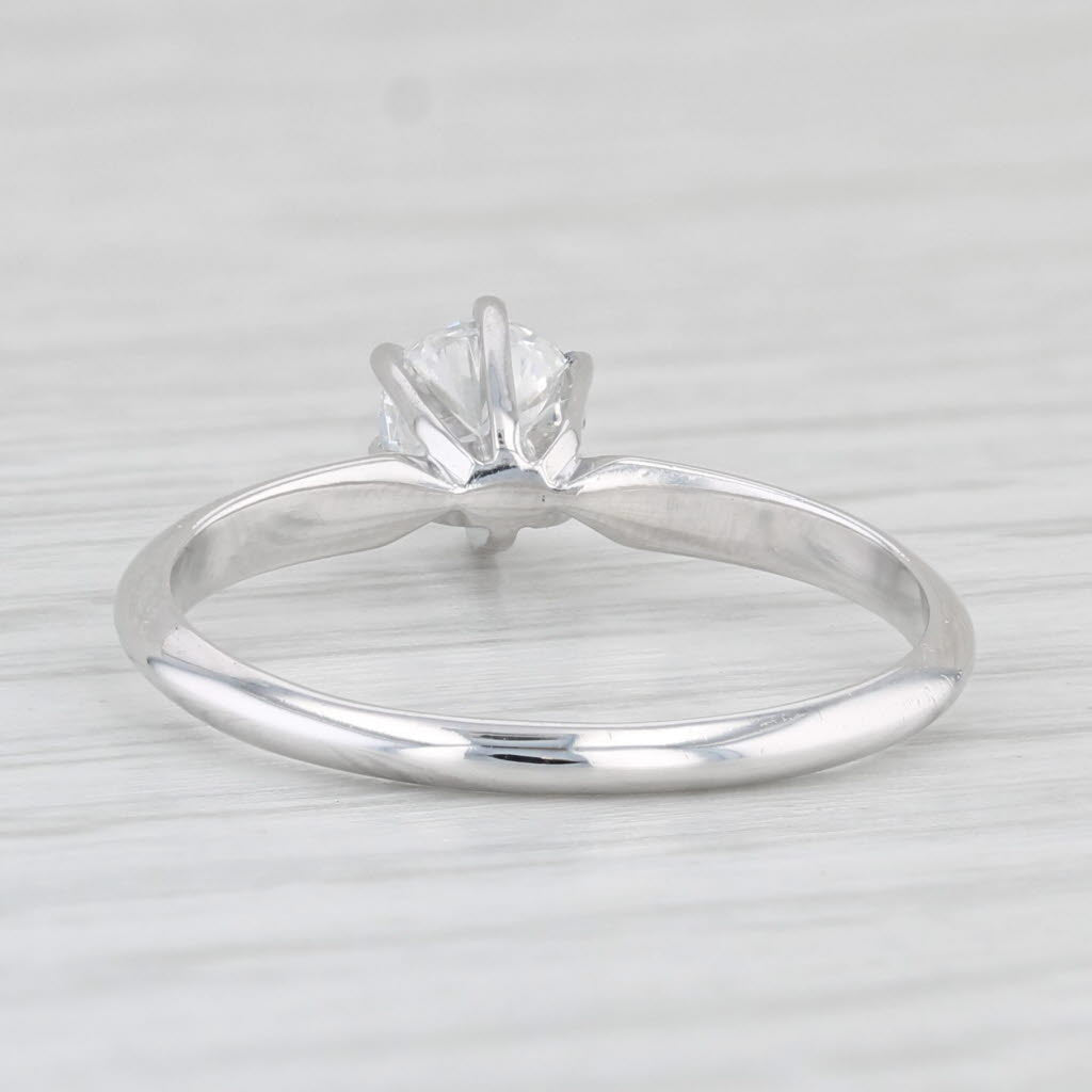 Light Gray 0.46ct Round Diamond Solitaire Engagement Ring 14k White Gold Size 7.25