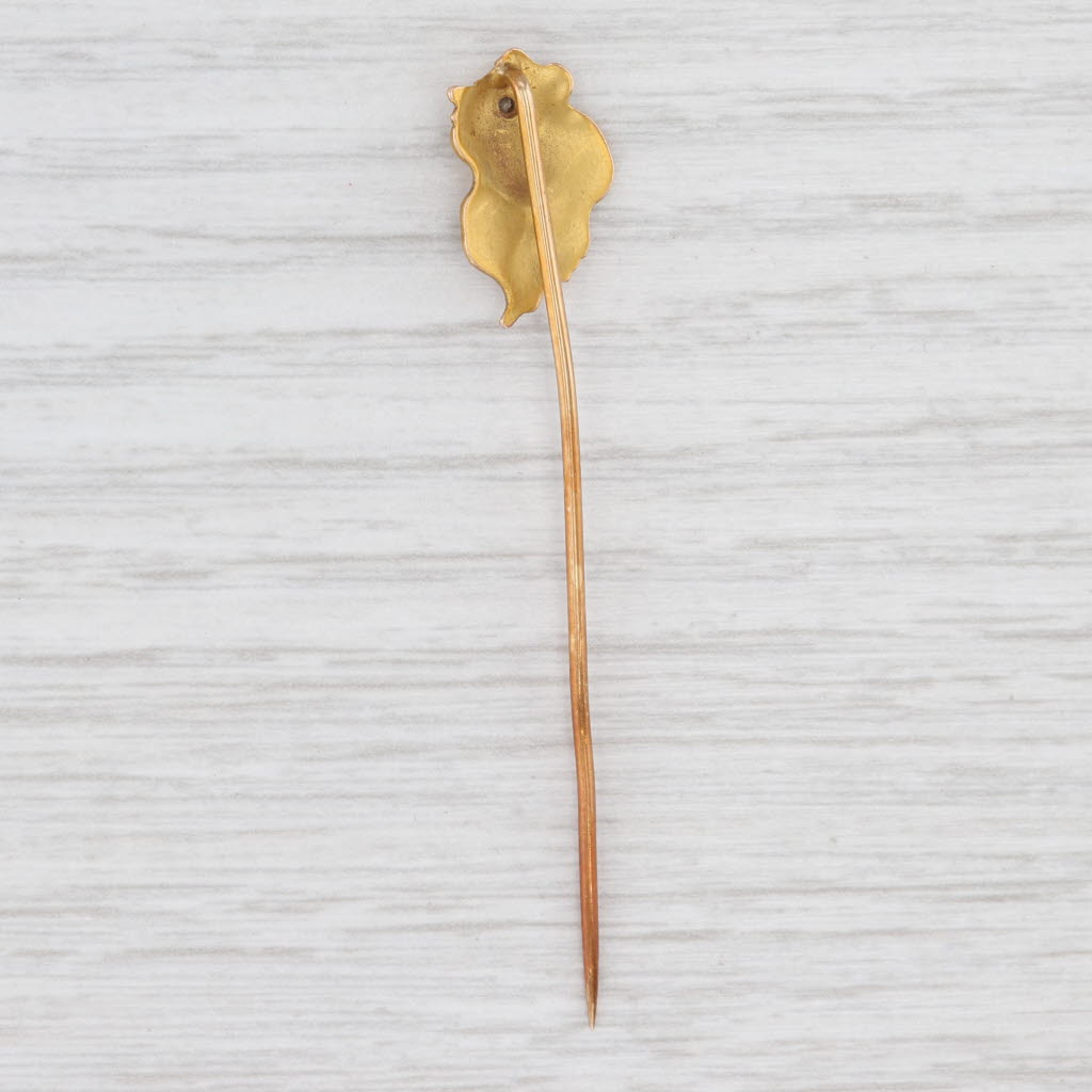 Light Gray Art Nouveau Figural Diamond Stickpin 14k Yellow Gold Antique