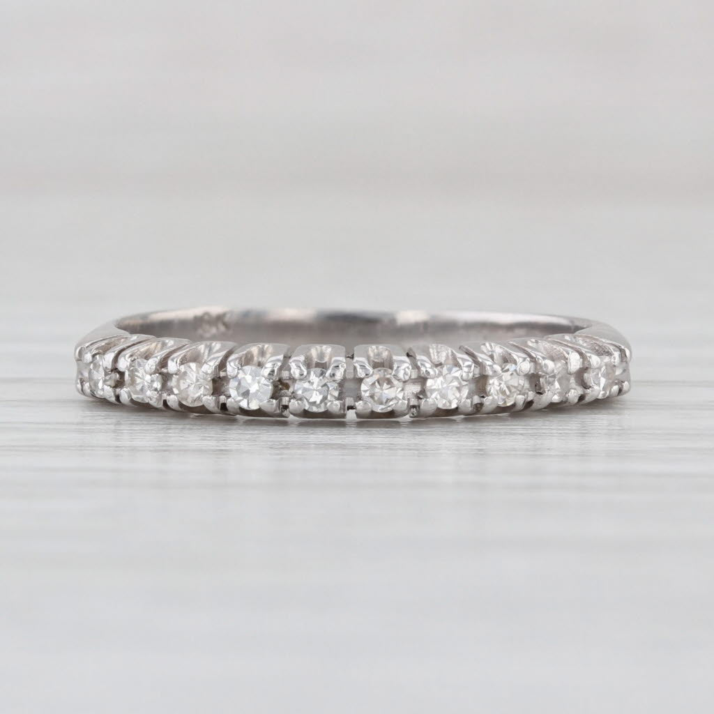 0.15ctw Diamond Stackable Ring 18k White Gold Wedding Band Size 7