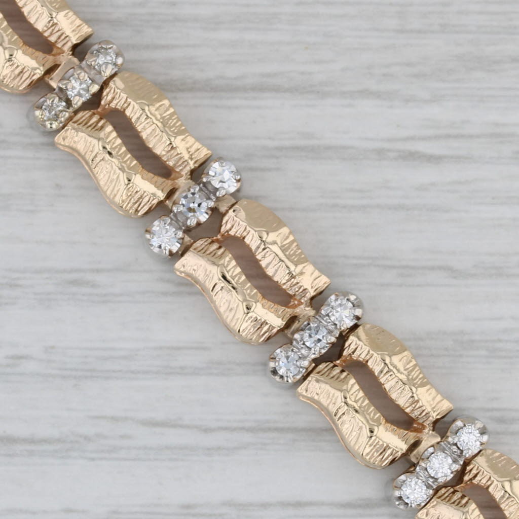 Gray 1.07ctw Diamond Bracelet 14k Yellow White Gold 6.5" 9mm