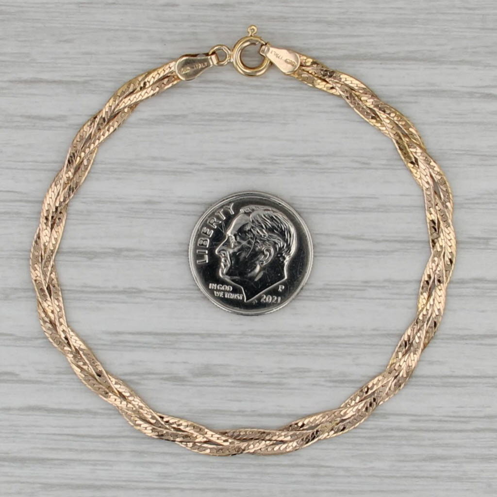 6.75" Woven Herringbone Chain Bracelet 14k Yellow Gold 3.7mm