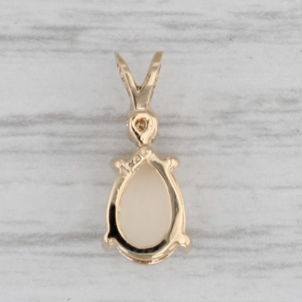 Gray Pear Opal Diamond Teardrop Pendant 14k Yellow Gold Small Drop