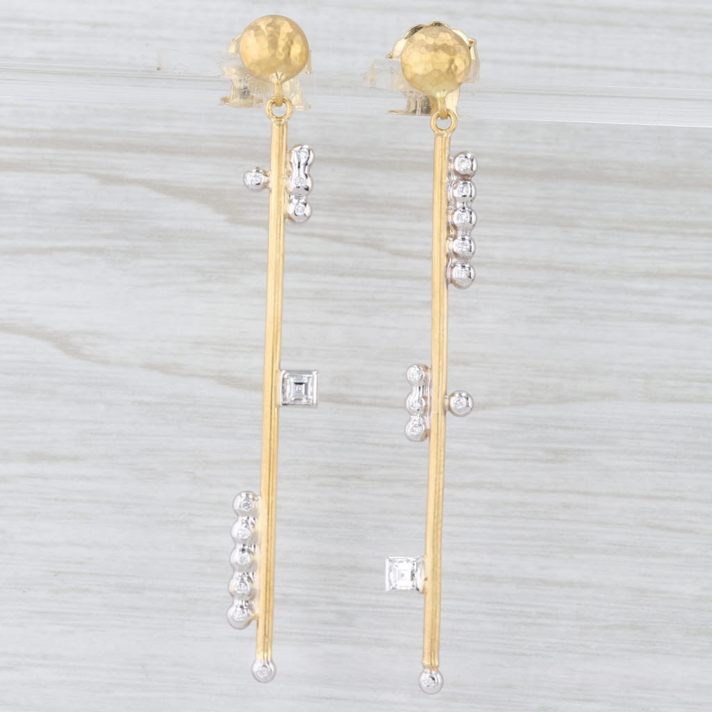 Light Gray Lika Bejar Deco Collection 0.62ctw Diamond Dangle Earrings 18k 22k Gold