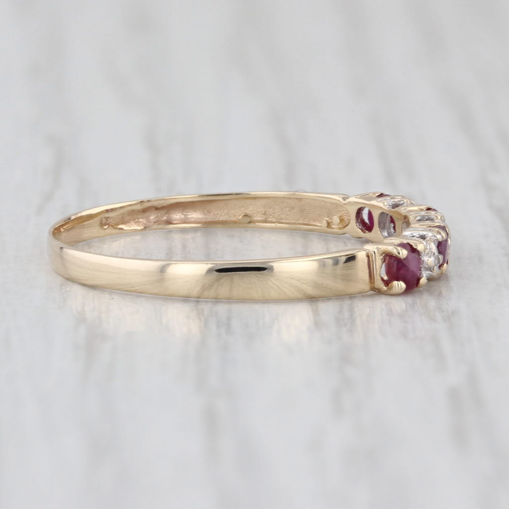 0.30ctw Ruby Diamond Stackable Ring 10k Yellow Gold Size 8.75 Bridal