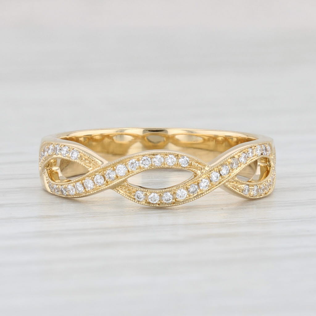 Light Gray New 0.12ctw Woven Diamond Ring 18k Yellow Gold Beverley K Wedding Band