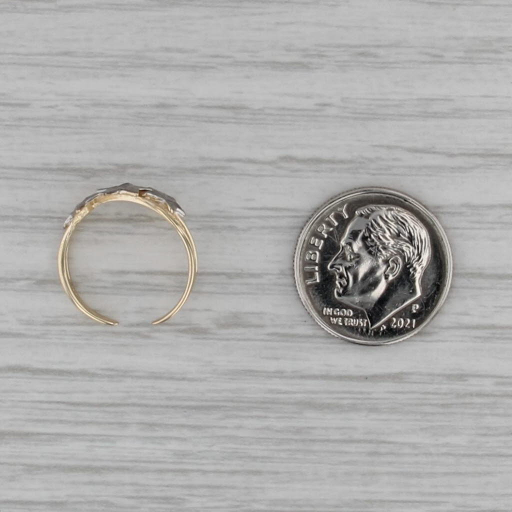 2-Toned Stars Toe Ring 10k Yellow White Gold Size 2.5 Adjustable