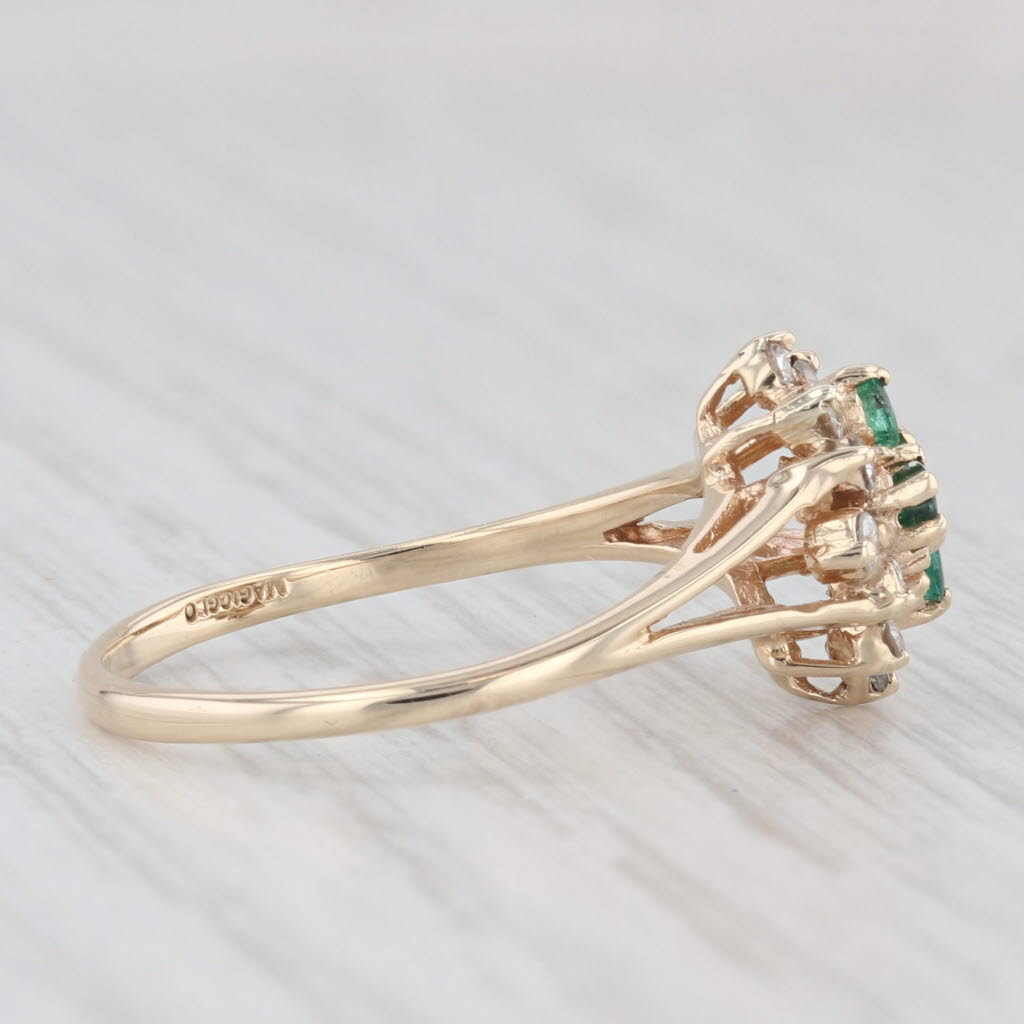 Light Gray 0.36ctw Emerald Diamond Cluster Ring 14k Yellow Gold Size 6.5