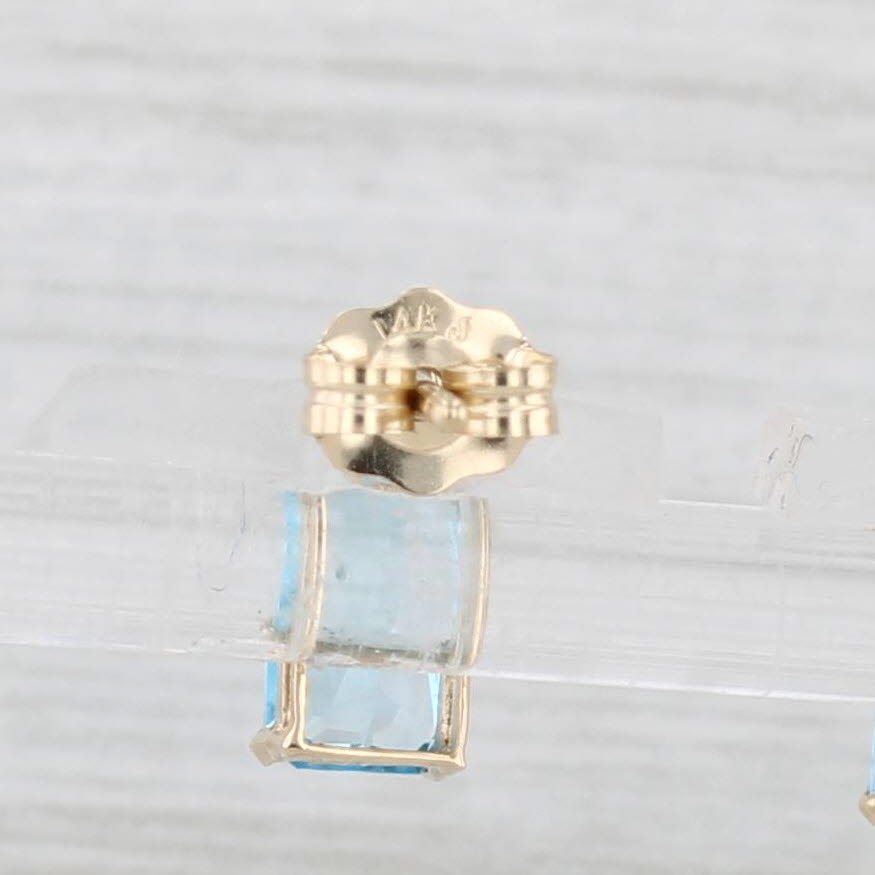 Light Gray 1.51ctw Blue Topaz Stud Earrings 14k Yellow Gold Small Drops
