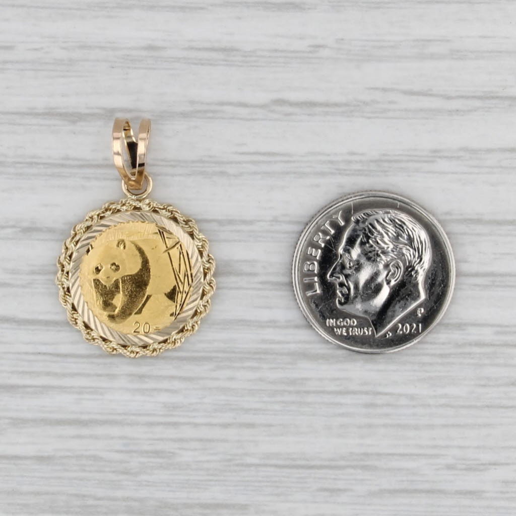 2002 Chinese Panda Coin Pendant 14k 1/20oz 24k Fine Yellow Gold 20 Yuan
