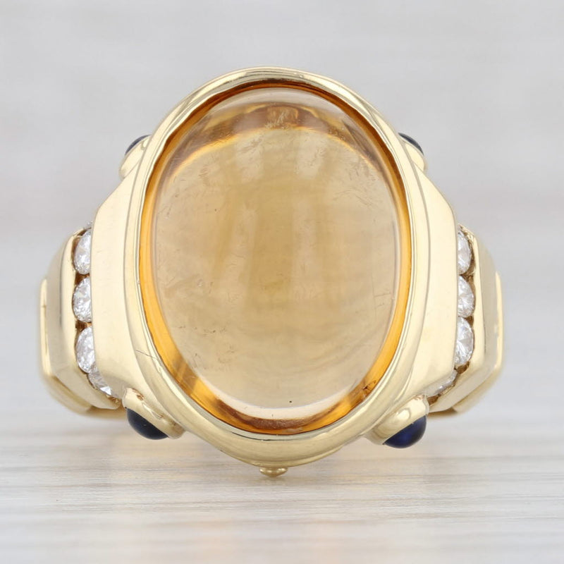 Light Gray 8.55ctw Oval Citrine Sapphire Diamond Ring 18k Yellow Gold Size 6.25