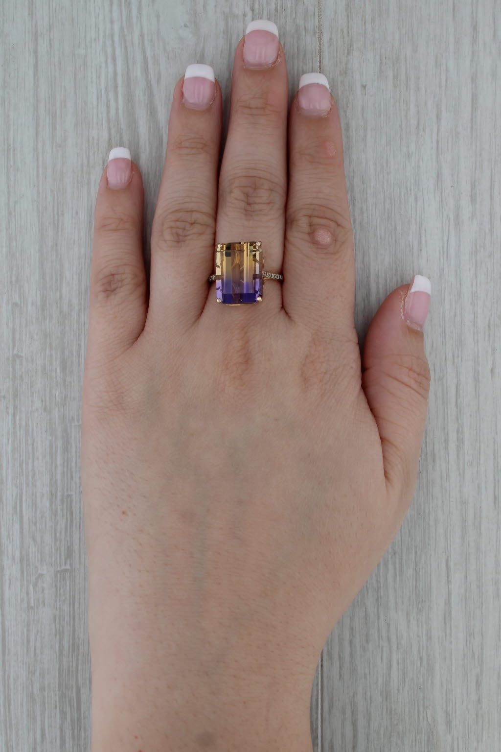 11.32ctw Ametrine Diamond Ring 10k Yellow Gold Size 8 Cocktail