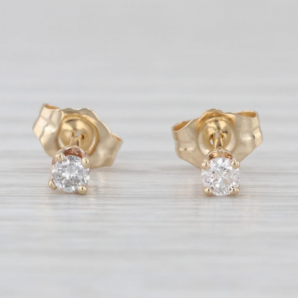 0.10ctw Diamond Stud Earrings 14k Yellow Gold Round Solitaire Studs