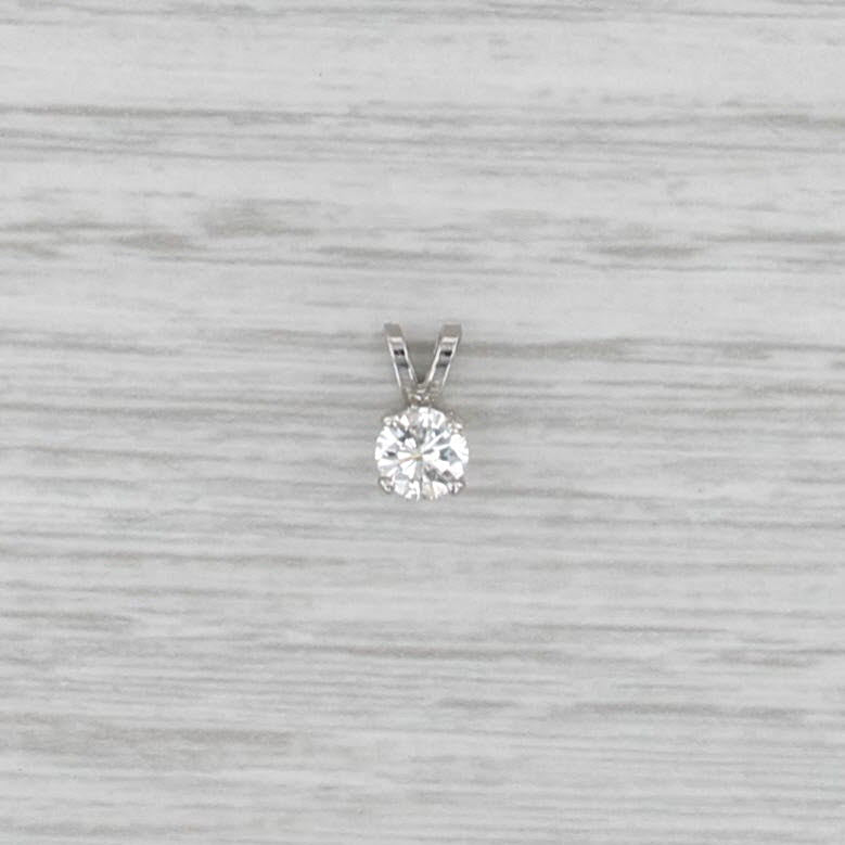 New 0.34ct Diamond Solitaire Pendant 14k White Gold 4 Prong Small Round Drop