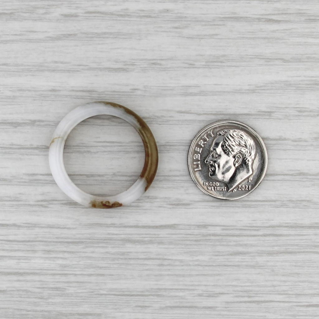 Marbled Green Brown Jadeite Jade Band Ring Size 7.75 5mm