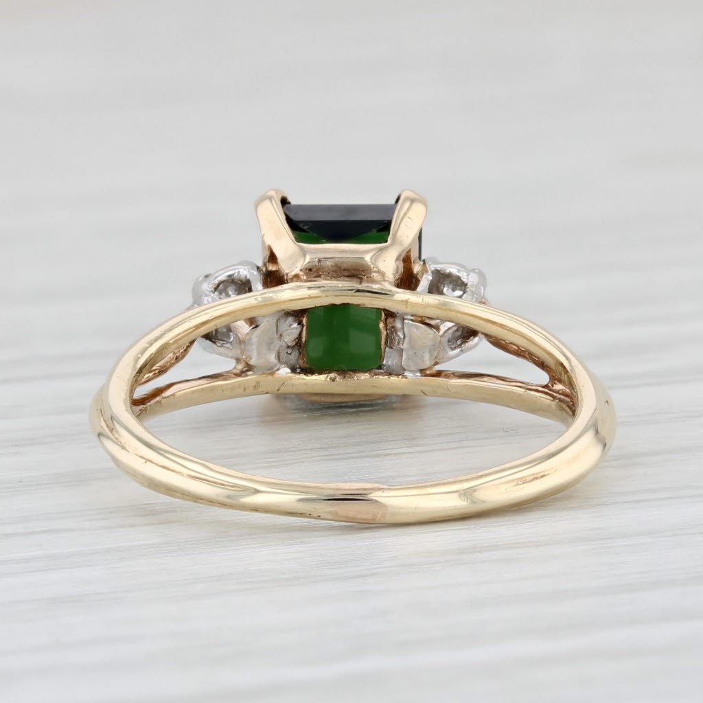 Light Gray 1.54ctw Emerald Cut Green Tourmaline Diamond Ring 10k Yellow Gold Size 6