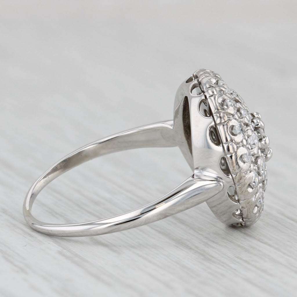 Gray Vintage 0.82ctw Diamond Halo Ring 18k White Gold Engagement Size 7.5