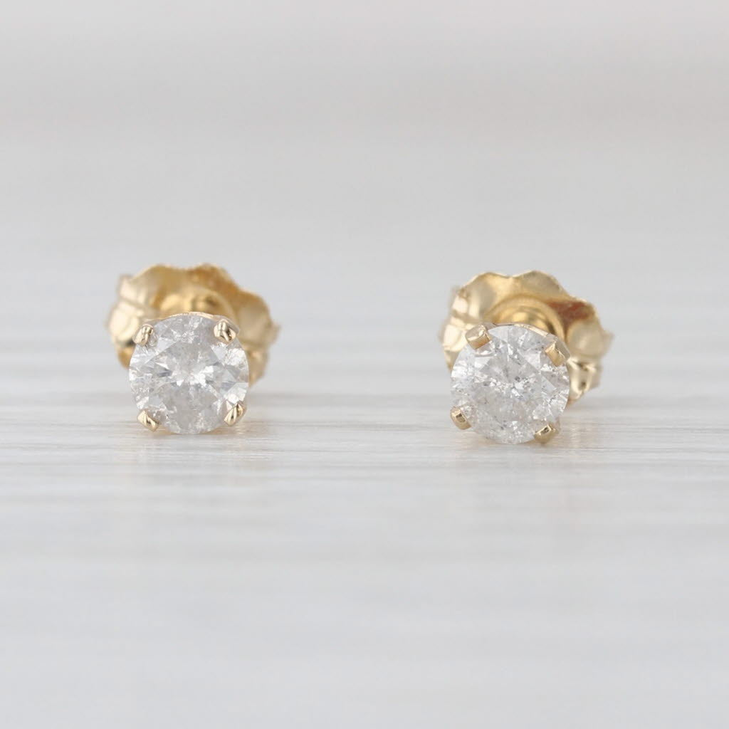 0.29ctw Diamond Stud Earrings 14k Yellow Gold Screw Back Studs Round Solitaires