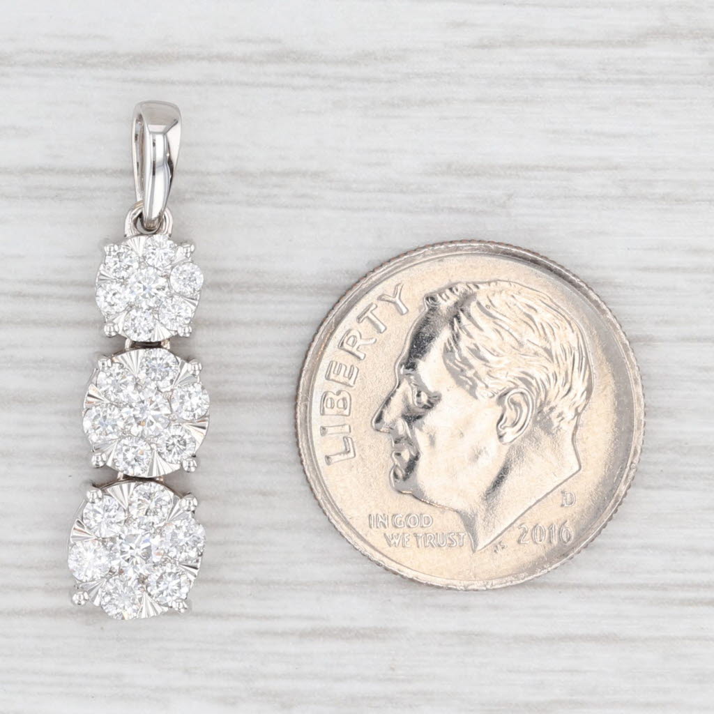 Light Gray 0.65ctw Graduated Diamond Clusters Journey Pendant 14k White Gold