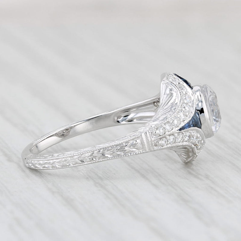 Light Gray New Beverley K Sapphire Diamond Semi Mount Engagement Ring 18k Gold Size 6.5