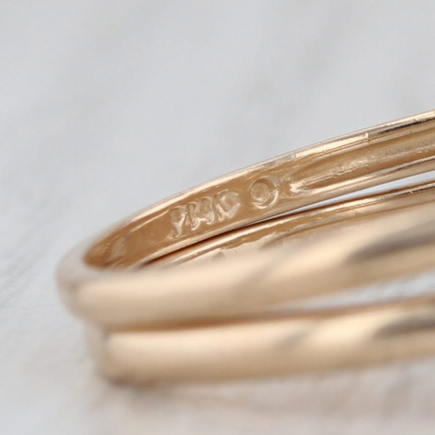 Cubic Zirconia Ring Guards Set of 2 Stackable Bridal Wedding Bands 14k Gold