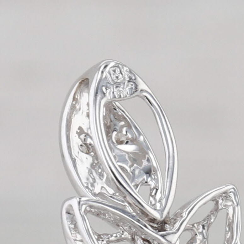 0.12ctw Diamond Filigree Ornate Pendant 18k White Gold Fring Drop