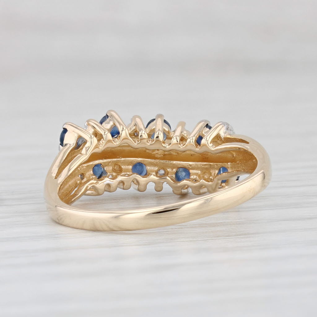 Light Gray 0.32ctw Blue Sapphire Diamond Accented Ring 10k Yellow Gold Size 7