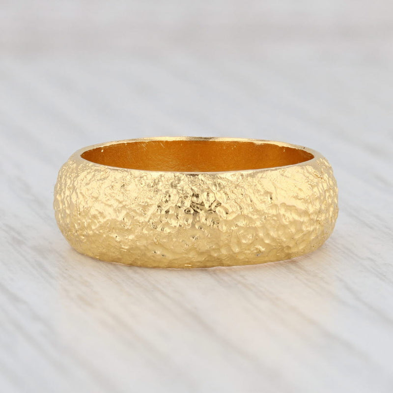 Light Gray Custom Textured Band 9999 Fine Yellow Gold Size 8.5 Stackable Wedding Ring