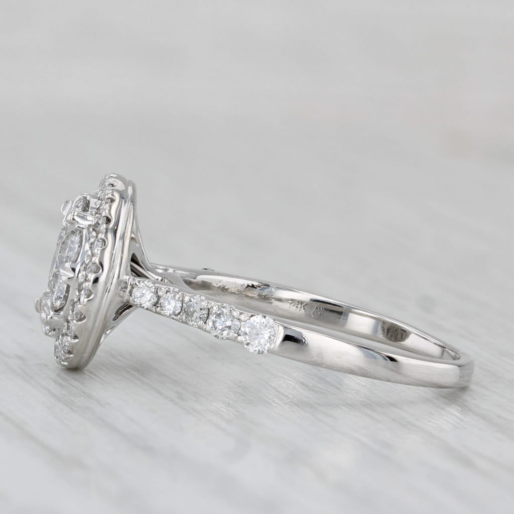 Gray 0.75ctw Diamond Cluster Halo Engagement Ring 14k White Gold Size 5.75