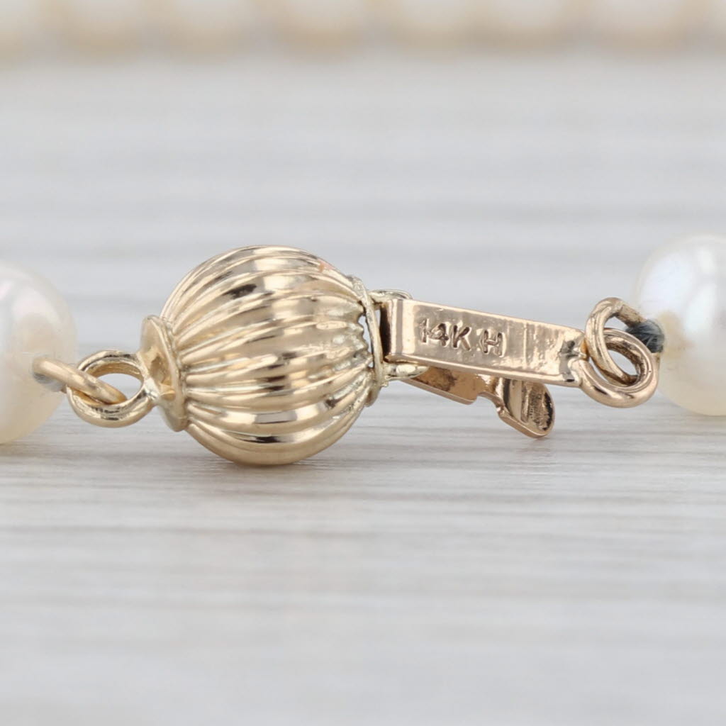 Freshwater Cultured Pearl Single Strand Bead Bracelet 14k Yellow Gold 7" 5.2mm