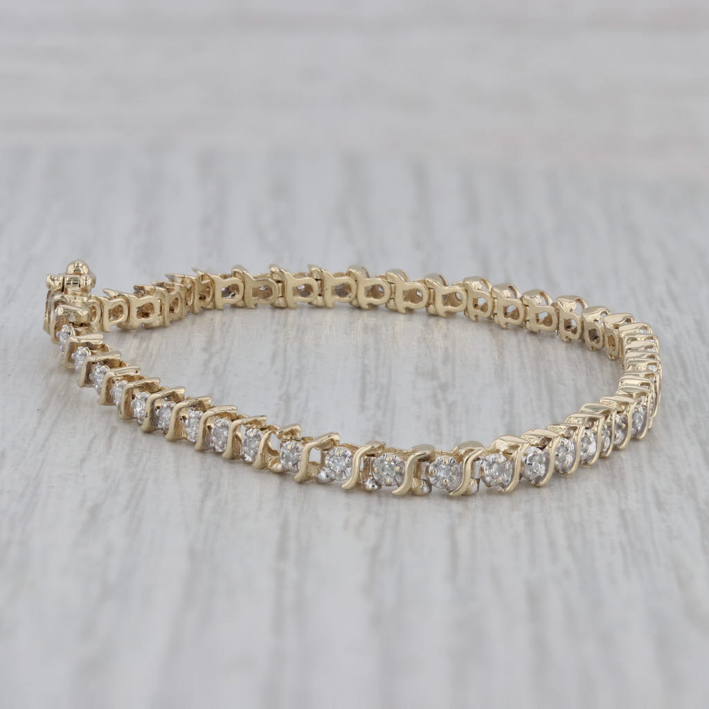 Gray 0.50ctw Diamond Tennis Bracelet 14k Yellow Gold 7" 3.6mm